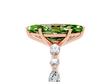Rose gold Marquise Cut Peridot Solitaire with Side Stones on a Pavé Band and Four-Prong Setting_5
