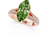 Rose gold Marquise Cut Peridot Split Shank Engagement Ring with Pavé Band_1