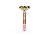 Rose gold Marquise Cut Peridot Split Shank Engagement Ring with Pavé Band_2