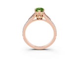 Rose gold Marquise Cut Peridot Split Shank Engagement Ring with Pavé Band_3