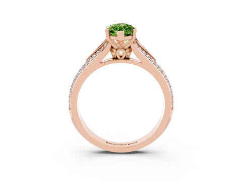 Rose gold Marquise Cut Peridot Split Shank Engagement Ring with Pavé Band_3
