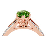 Rose gold Marquise Cut Peridot Split Shank Engagement Ring with Pavé Band_4