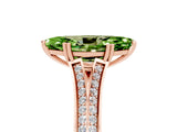 Rose gold Marquise Cut Peridot Split Shank Engagement Ring with Pavé Band_5