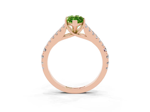 Rose gold Marquise Cut Peridot Split Shank Pavé Engagement Ring with Four-Prong Setting_15