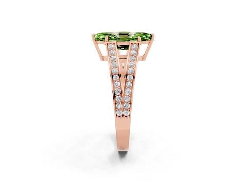 Rose gold Marquise Cut Peridot Split Shank Ring with Pavé Band and Four-Prong Setting_2