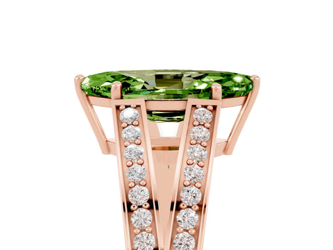 Rose gold Marquise Cut Peridot Split Shank Ring with Pavé Band and Four-Prong Setting_5