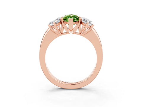 Rose gold Marquise Cut Peridot Three-Stone Ring with Four-Prong Setting and Classic Band_3