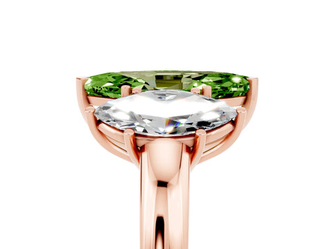 Rose gold Marquise Cut Peridot Three-Stone Ring with Four-Prong Setting and Classic Band_5