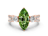 Rose gold Marquise Cut Peridot Three-Stone Ring with Pavé Split Shank and Four-Prong Setting_12