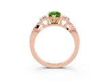 Rose gold Marquise Cut Peridot Three-Stone Ring with Pavé Split Shank and Four-Prong Setting_15