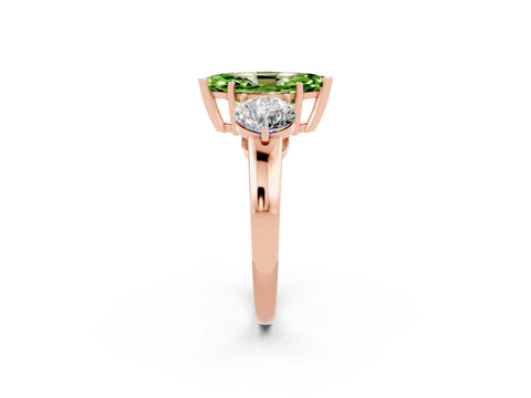 Rose gold Marquise Cut Peridot Three-Stone Ring with Prong Setting and Classic Band_2