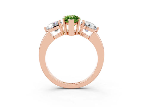 Rose gold Marquise Cut Peridot Three-Stone Ring with Prong Setting and Classic Band_3