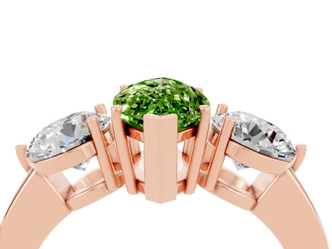 Rose gold Marquise Cut Peridot Three-Stone Ring with Prong Setting and Classic Band_4