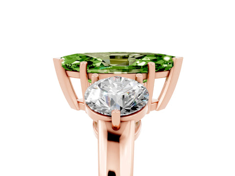 Rose gold Marquise Cut Peridot Three-Stone Ring with Prong Setting and Classic Band_5
