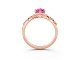 Rose gold Marquise Cut Pink Sapphire Cluster Side Stone Solitaire Ring with Prong Setting_74