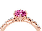 Rose gold Marquise Cut Pink Sapphire Cluster Side Stone Solitaire Ring with Prong Setting_75