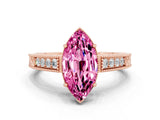 Rose gold Marquise Cut Pink Sapphire Engagement Ring with Milgrain Channel Set Band and Prong Setting_24