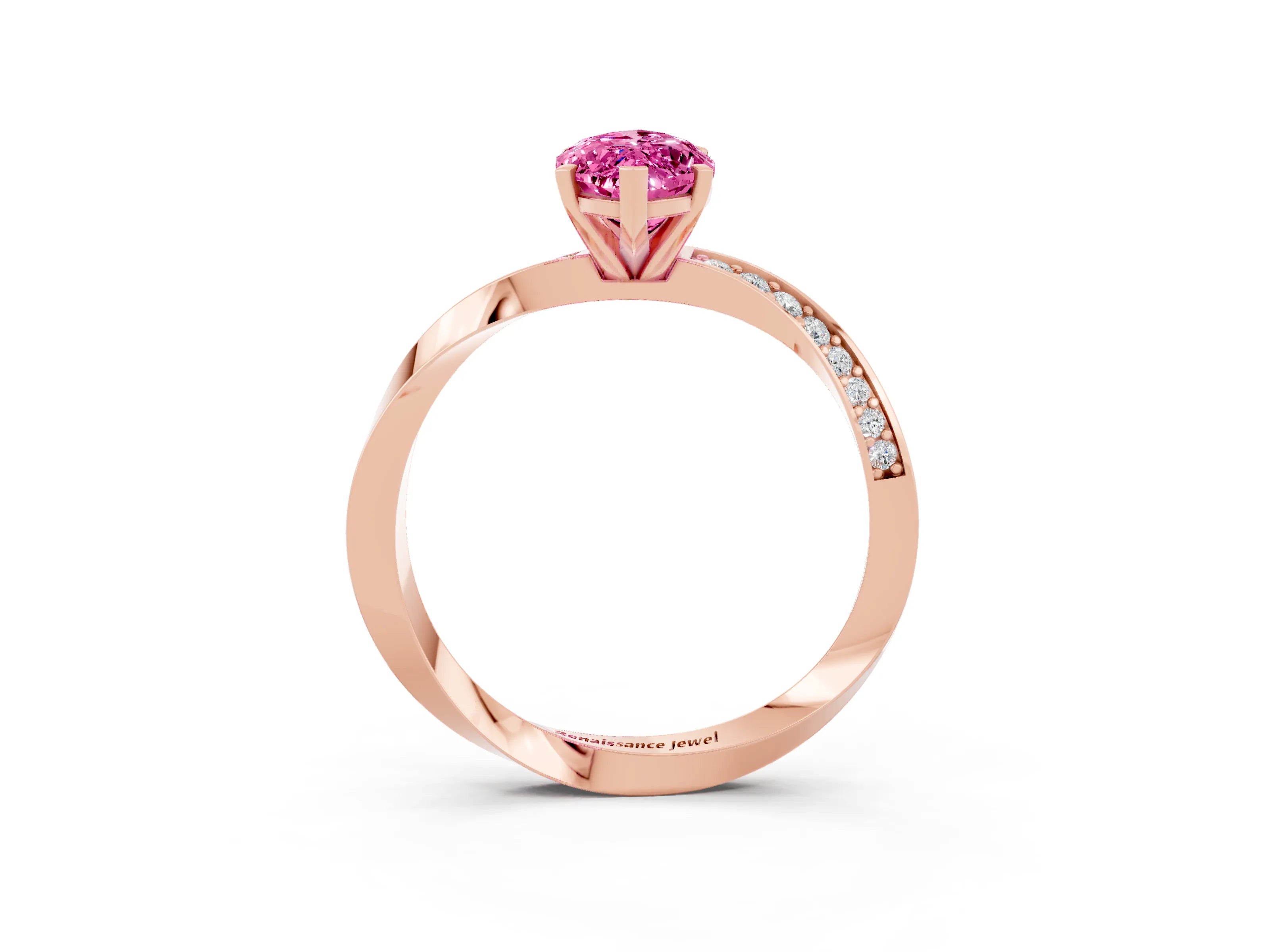 Rose gold Marquise Cut Pink Sapphire Engagement Ring with Side Stone Accents and Four-Prong Setting_54