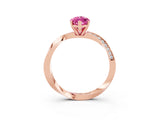Rose gold Marquise Cut Pink Sapphire Engagement Ring with Side Stone Accents and Four-Prong Setting_54