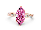 Rose gold Marquise Cut Pink Sapphire Engagement Ring with Side Stone Accents and Four-Prong Setting_60