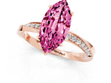 Rose gold Marquise Cut Pink Sapphire Engagement Ring with Side Stone Accents and Four-Prong Setting_61
