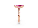 Rose gold Marquise Cut Pink Sapphire Engagement Ring with Side Stone Accents and Four-Prong Setting_62