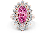 Rose gold Marquise Cut Pink Sapphire Floral Double Halo Engagement Ring with Prong Setting_48