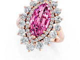 Rose gold Marquise Cut Pink Sapphire Floral Double Halo Engagement Ring with Prong Setting_49
