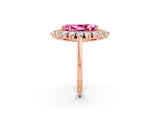 Rose gold Marquise Cut Pink Sapphire Floral Double Halo Engagement Ring with Prong Setting_50