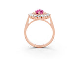 Rose gold Marquise Cut Pink Sapphire Floral Double Halo Engagement Ring with Prong Setting_51