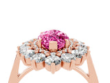 Rose gold Marquise Cut Pink Sapphire Floral Double Halo Engagement Ring with Prong Setting_52