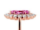 Rose gold Marquise Cut Pink Sapphire Floral Double Halo Engagement Ring with Prong Setting_53
