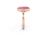 Rose gold Marquise Cut Pink Sapphire Halo Ring with Tapered Band and Four-Prong Setting_2