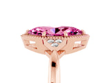 Rose gold Marquise Cut Pink Sapphire Halo Ring with Tapered Band and Four-Prong Setting_5