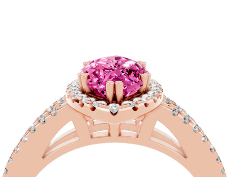 Rose gold Marquise Cut Pink Sapphire Halo Split Shank Engagement Ring_16