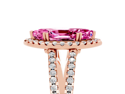 Rose gold Marquise Cut Pink Sapphire Halo Split Shank Engagement Ring_17