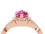 Rose gold Marquise Cut Pink Sapphire  Halo Twist Band Solitaire Prong Setting Ring_46