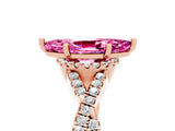 Rose gold Marquise Cut Pink Sapphire  Halo Twist Band Solitaire Prong Setting Ring_47