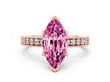 Rose gold Marquise Cut Pink Sapphire Milgrain Pavé Engagement Ring with Four-Prong Setting_24