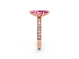 Rose gold Marquise Cut Pink Sapphire Milgrain Pavé Engagement Ring with Four-Prong Setting_26
