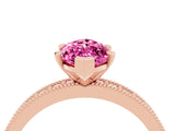 Rose gold Marquise Cut Pink Sapphire Milgrain Pavé Engagement Ring with Four-Prong Setting_28