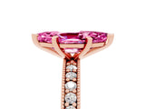 Rose gold Marquise Cut Pink Sapphire Milgrain Pavé Engagement Ring with Four-Prong Setting_29