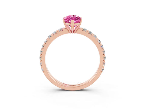 Rose gold Marquise Cut Pink Sapphire Pavé Solitaire Engagement Ring with Four-Prong Setting_15