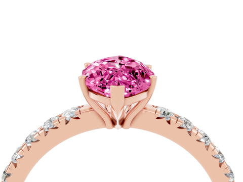 Rose gold Marquise Cut Pink Sapphire Pavé Solitaire Engagement Ring with Four-Prong Setting_16
