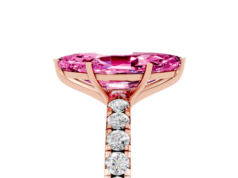 Rose gold Marquise Cut Pink Sapphire Pavé Solitaire Engagement Ring with Four-Prong Setting_17
