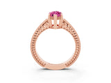 Rose gold Marquise Cut Pink Sapphire Ring with Milgrain Pavé Band and Four-Prong Setting_39