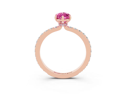 Rose gold Marquise Cut Pink Sapphire Ring with Pavé Band and Four-Prong Setting_27