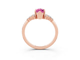 Rose gold Marquise Cut Pink Sapphire Ring with Side Stones and Four-Prong Setting_63
