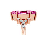 Rose gold Marquise Cut Pink Sapphire Ring with Side Stones and Four-Prong Setting_65