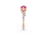 Rose gold Marquise Cut Pink Sapphire Scattered Round Accent Ring with Prong Setting_14